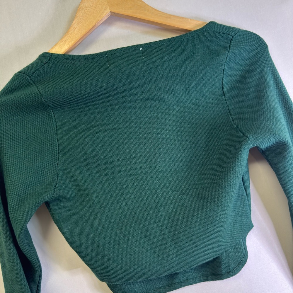 Altar'd State Forest Green Cropped Square Neck Knit Top - Picture 5 of 7